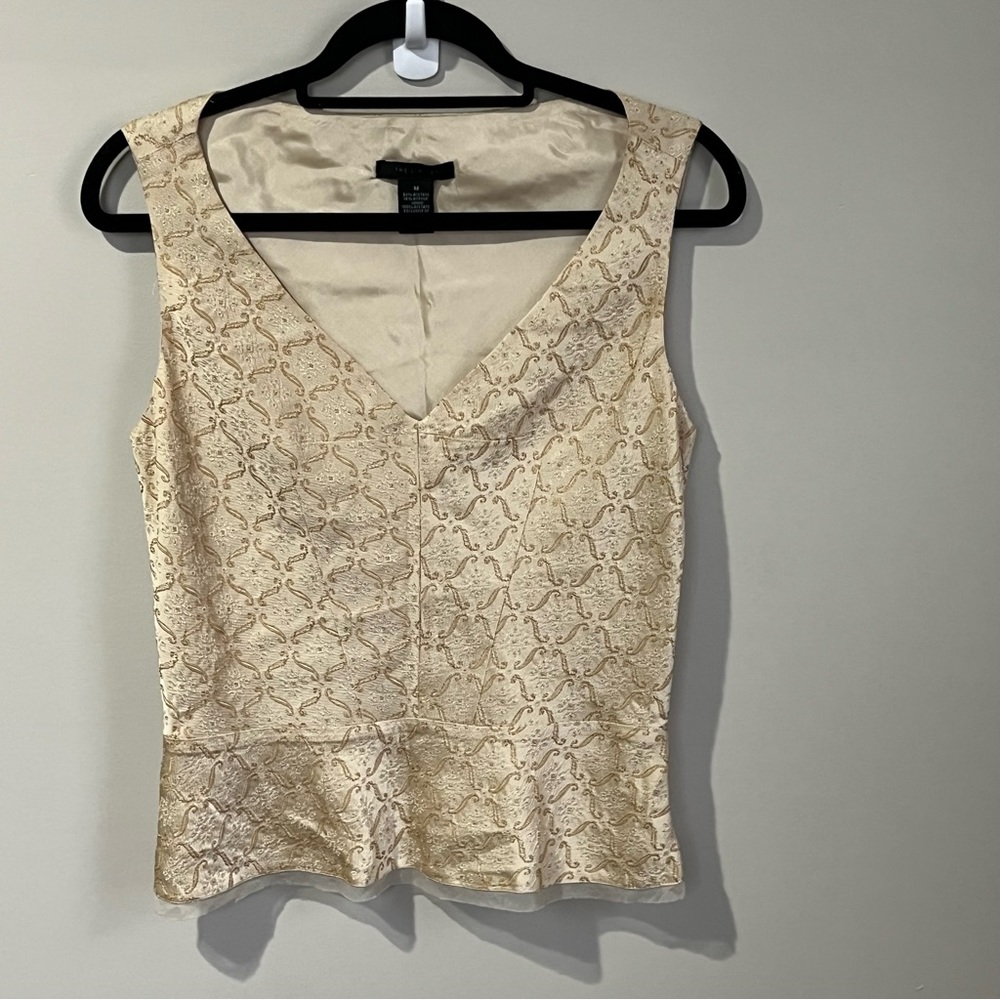 The Limited Gold Peplum Sleeveless Blouse - Size Medium